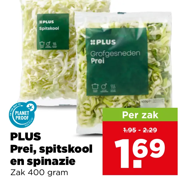PLUS Prei spitskool en spinazie