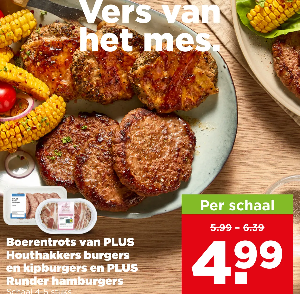 Boerentrots van PLUS Houthakkers burgers en kipburgers en PLUS Runder hamburgers