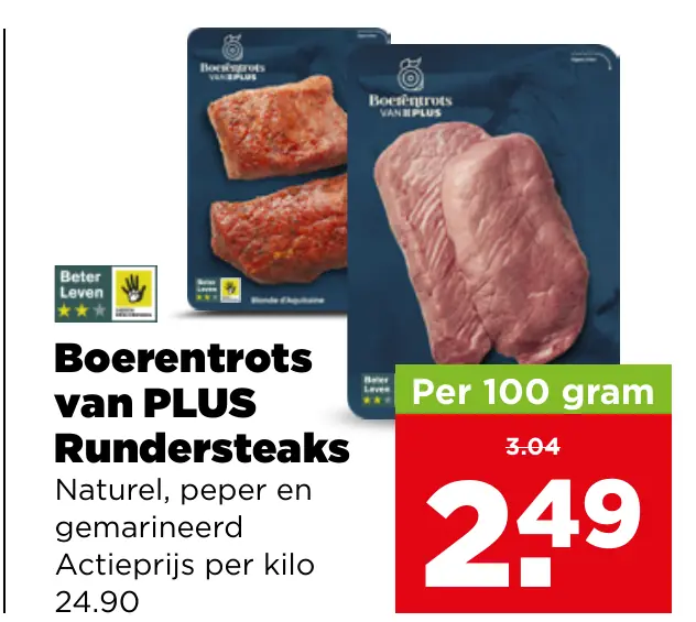 Boerentrots van PLUS Rundersteaks