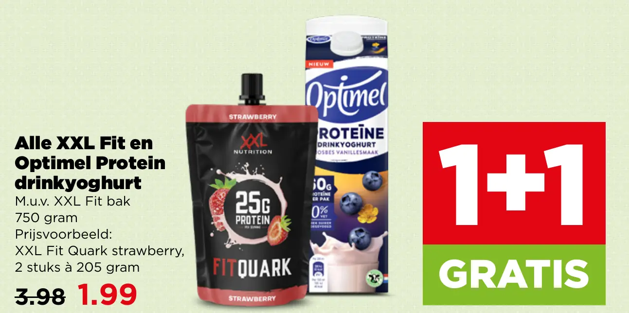 Alle XXL Fit en Optimel Protein Drinkyoghurt