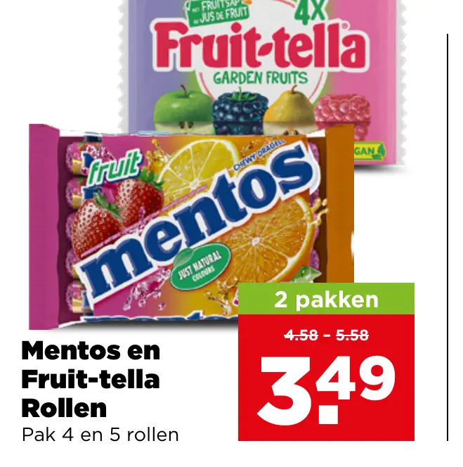 Alle Mentos en Fruit-tella Rollen