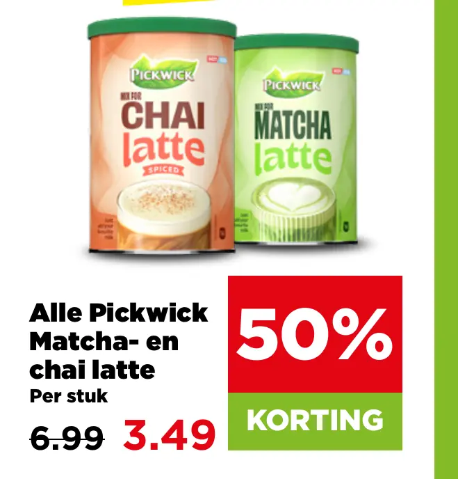 Alle Pickwick Matcha- en chai latte