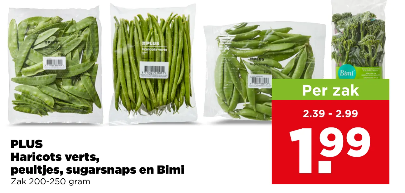 PLUS Haricots verts , peultjes ,sugarsnaps en Bimi