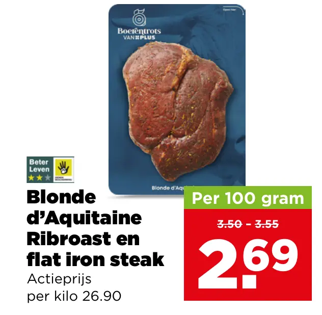 Blonde d'Aquitaine Ribroast en flat Iron steak