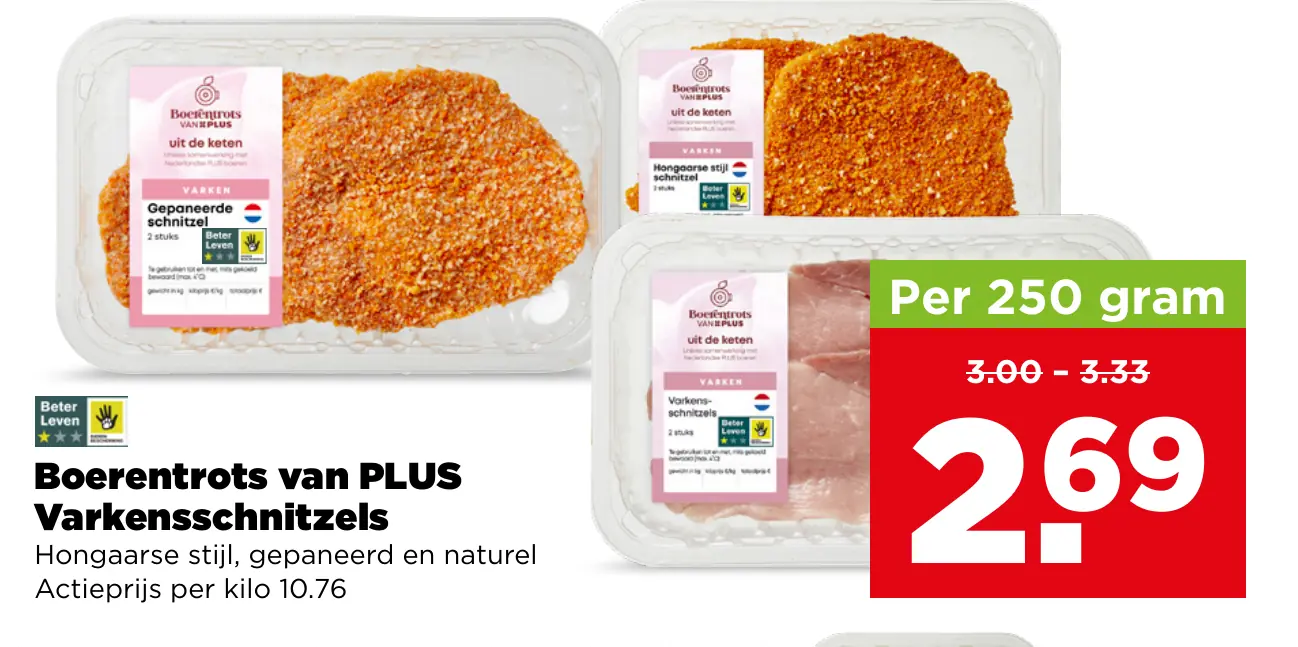 Boerentrots van PLUS Varkensschnitzels