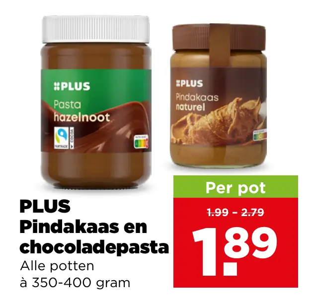 PLUS Pindakaas en chocoladepasta