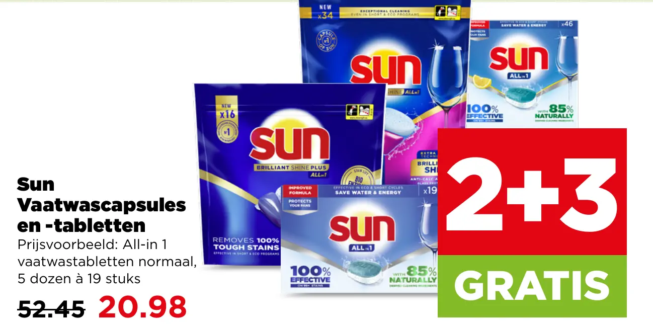 Sun Vaatwascapsules en -tabletten