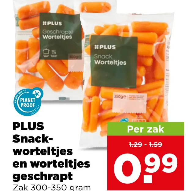 PLUS Snackworteltjes en worteltjes geschrapt