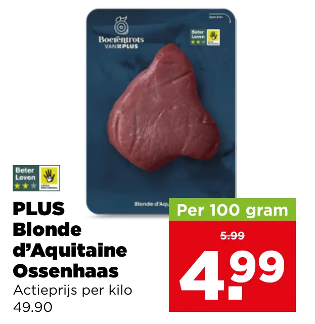 Boerentrots van PLUS Blonde d'Aquitaine Ossenhaas