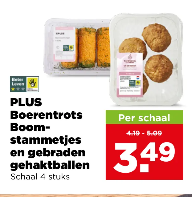 Boerentrots van PLUS Boomstammetjes en gebraden gehaktballen