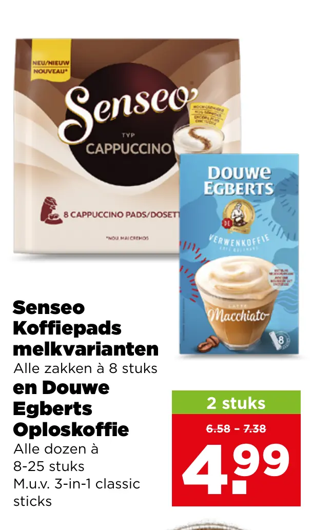 Senseo Koffiepads melkvarianten en Douwe Egberts Oploskoffie