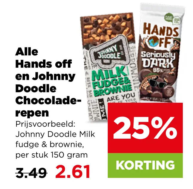 Alle Hands off en Johnny Doodle Chocoladerepen