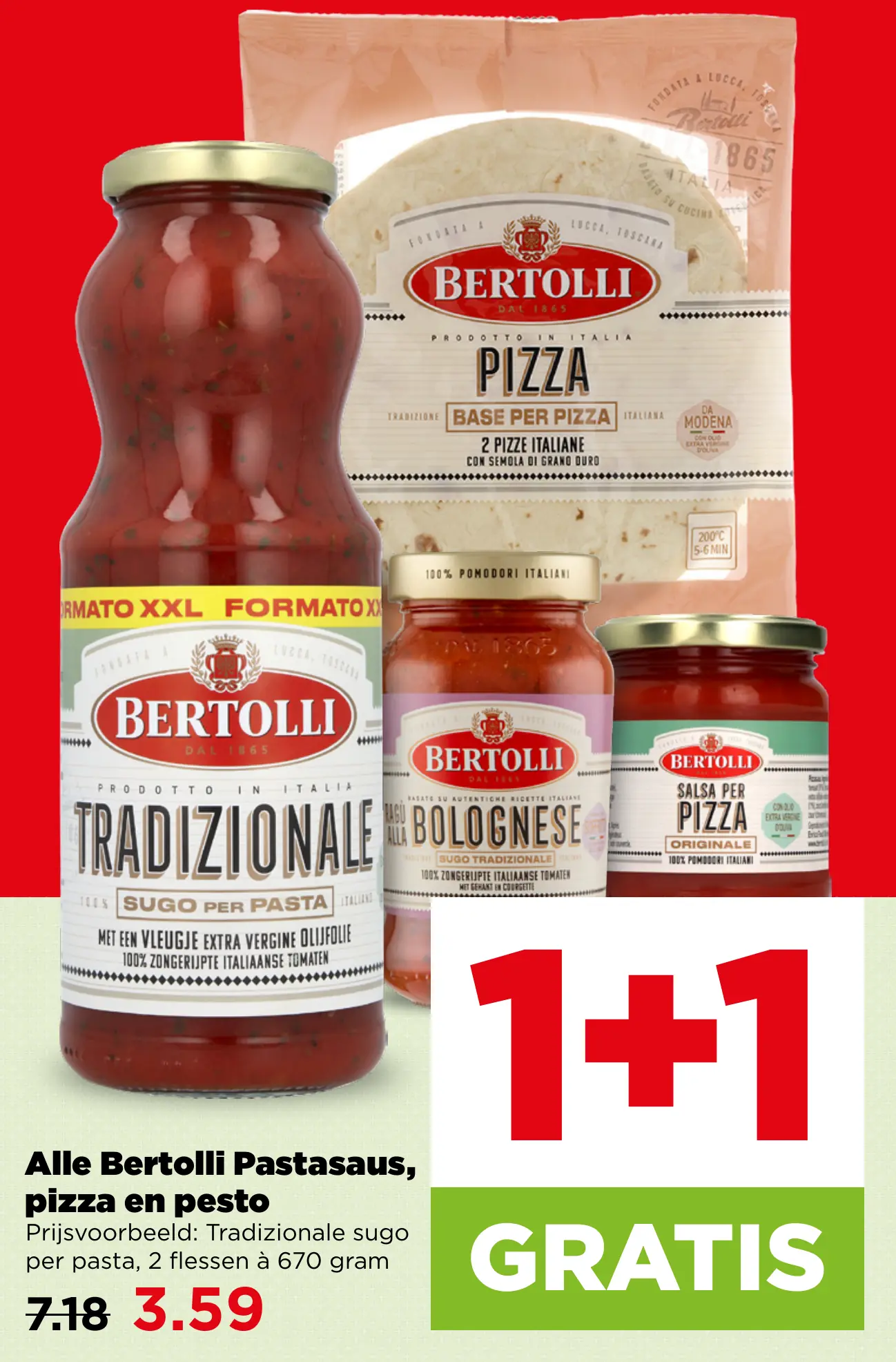 Alle Bertolli Pastasaus pizza en pesto