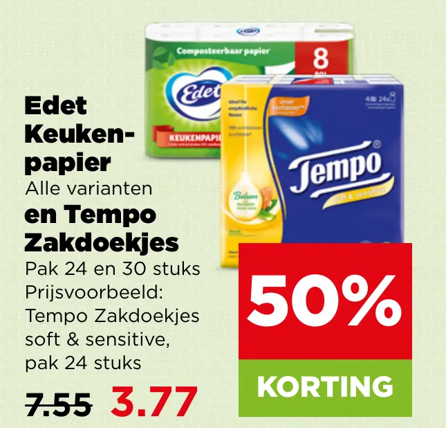 Edet Keukenpapier en Tempo Zakdoekjes