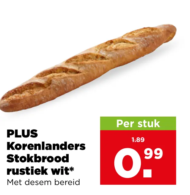 Korenlanders van PLUS Stokbrood rustiek wit