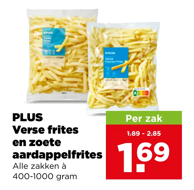 PLUS Verse frites en zoete aardappelfrites
