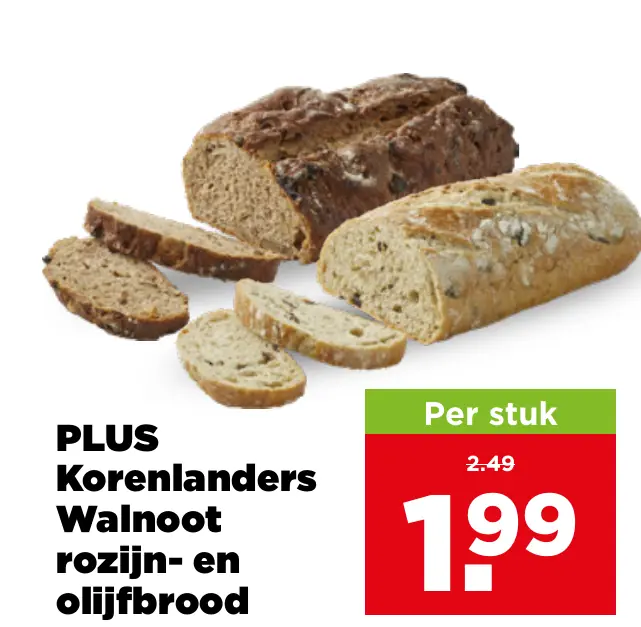 PLUS Korenlanders Walnoot rozijn- en olijfbrood