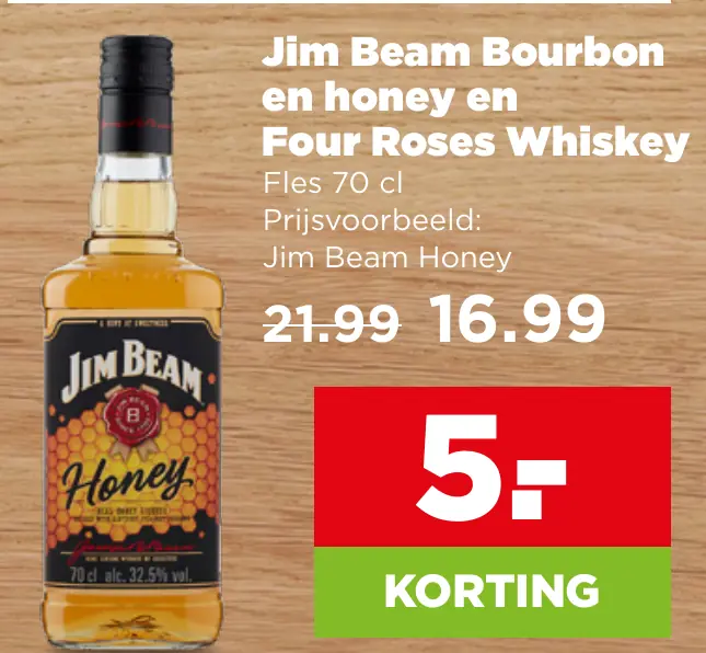 Jim Beam Bourbon en honey en Four Roses Whiskey