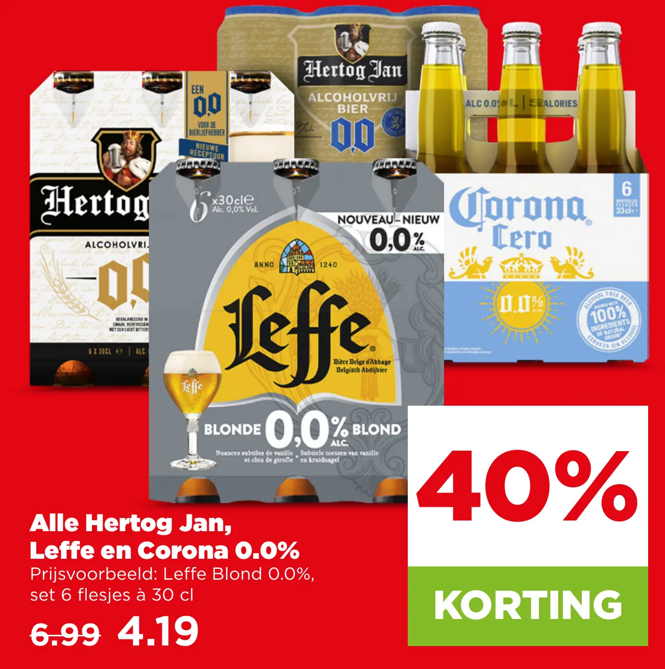Alle Hertog Jan, Leffe en Corona 0.0%