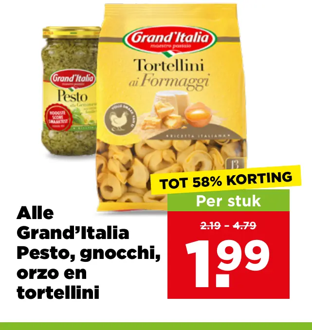 Alle Grand'Italia Pesto, gnocchi, orzo en tortellini