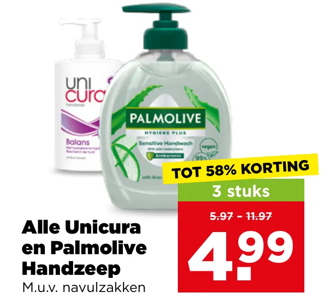Alle Unicura en Palmolive Handzeep