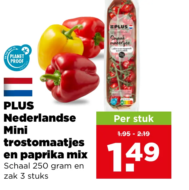 PLUS Nederlandse Mini trostomaatjes en paprikamix
