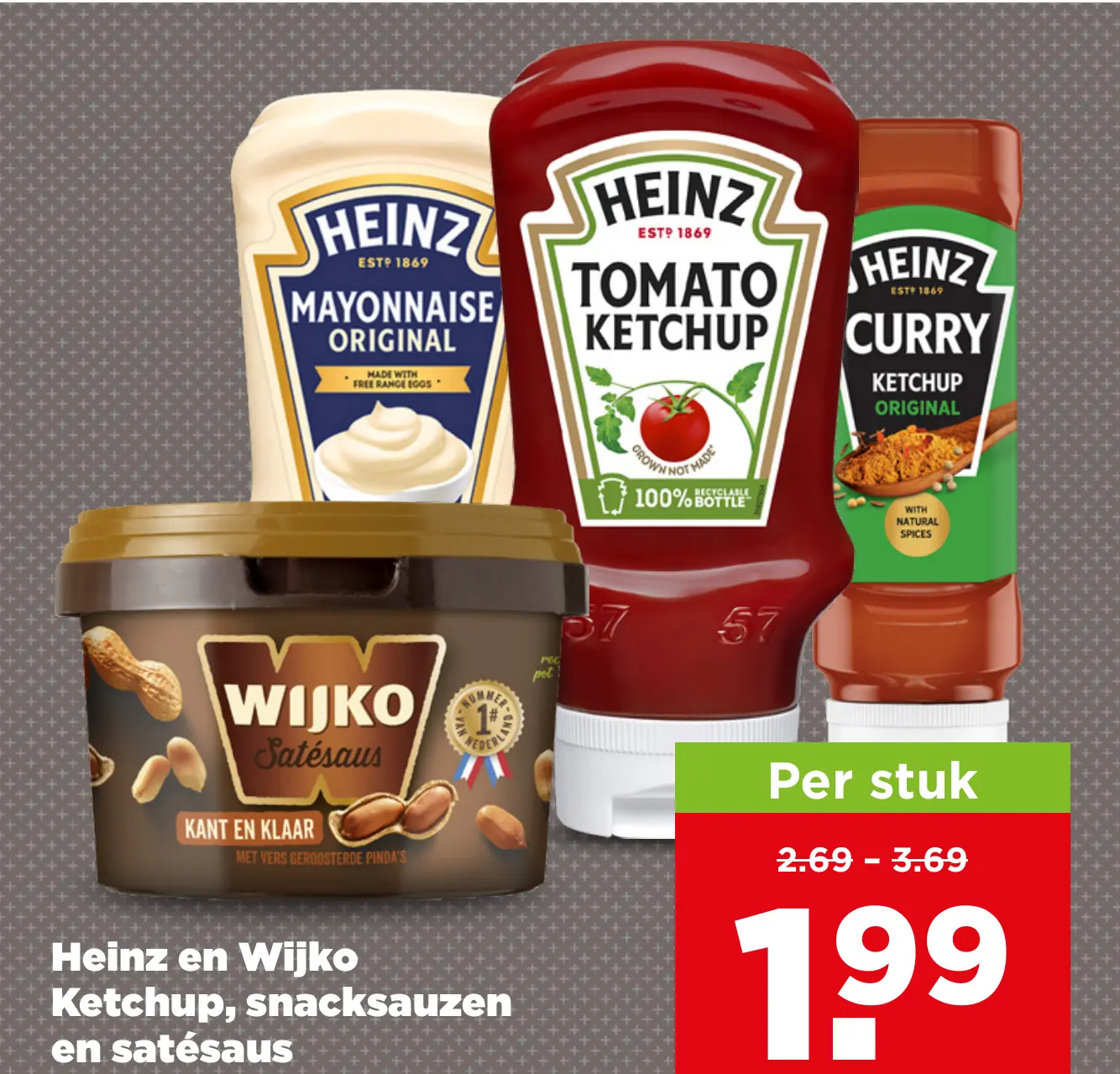 Heinz en Wijko Ketchup snacksauzen en satésaus