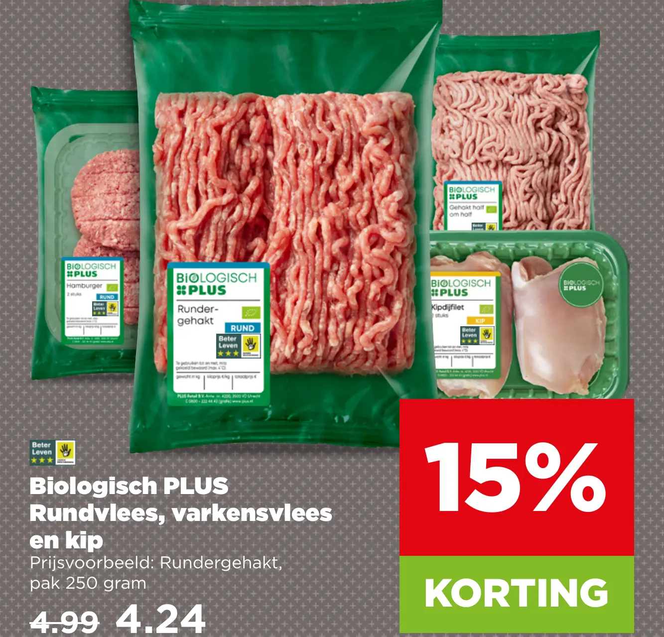Biologisch PLUS Rundvlees varkensvlees en kip