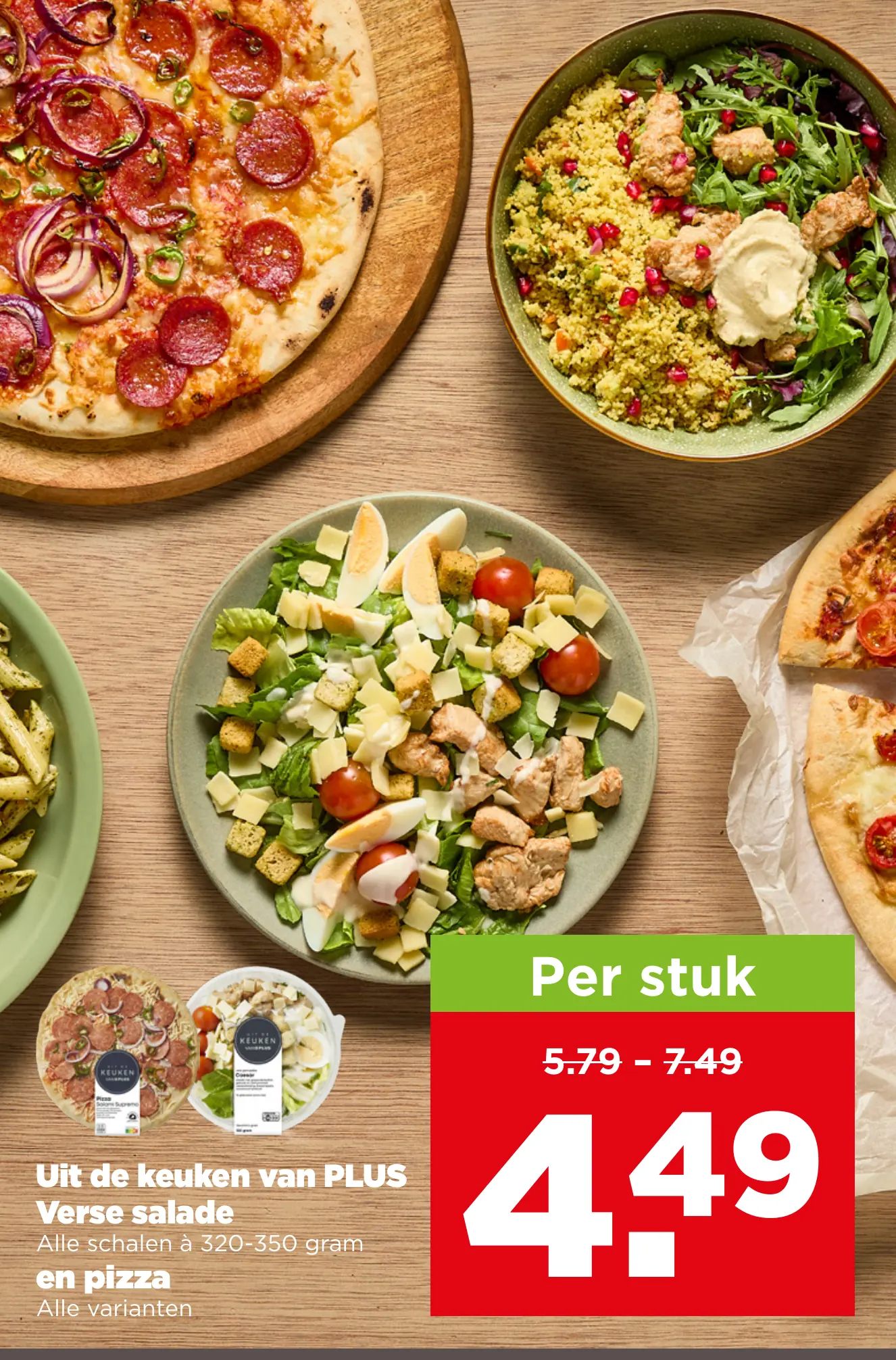 Uit de keuken van PLUS Verse salade en pizza