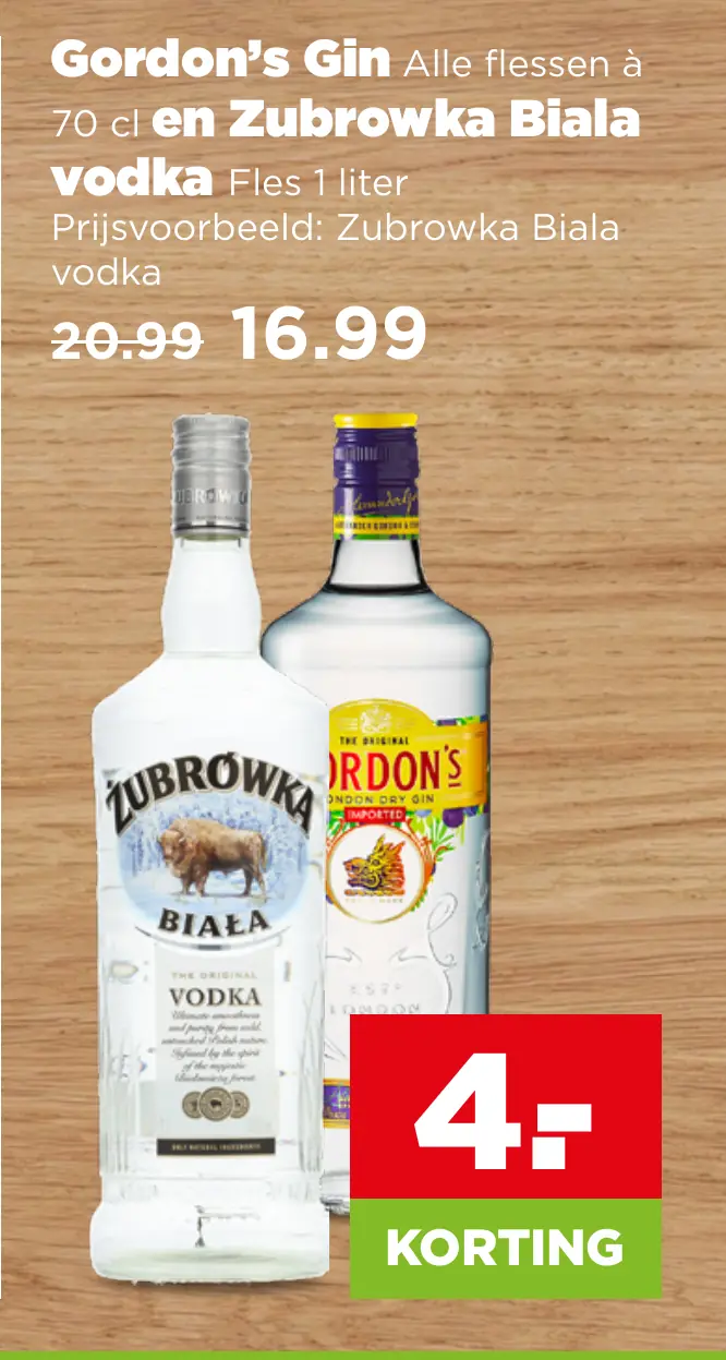 Gordon's Gin en Zubrowka Biala vodka