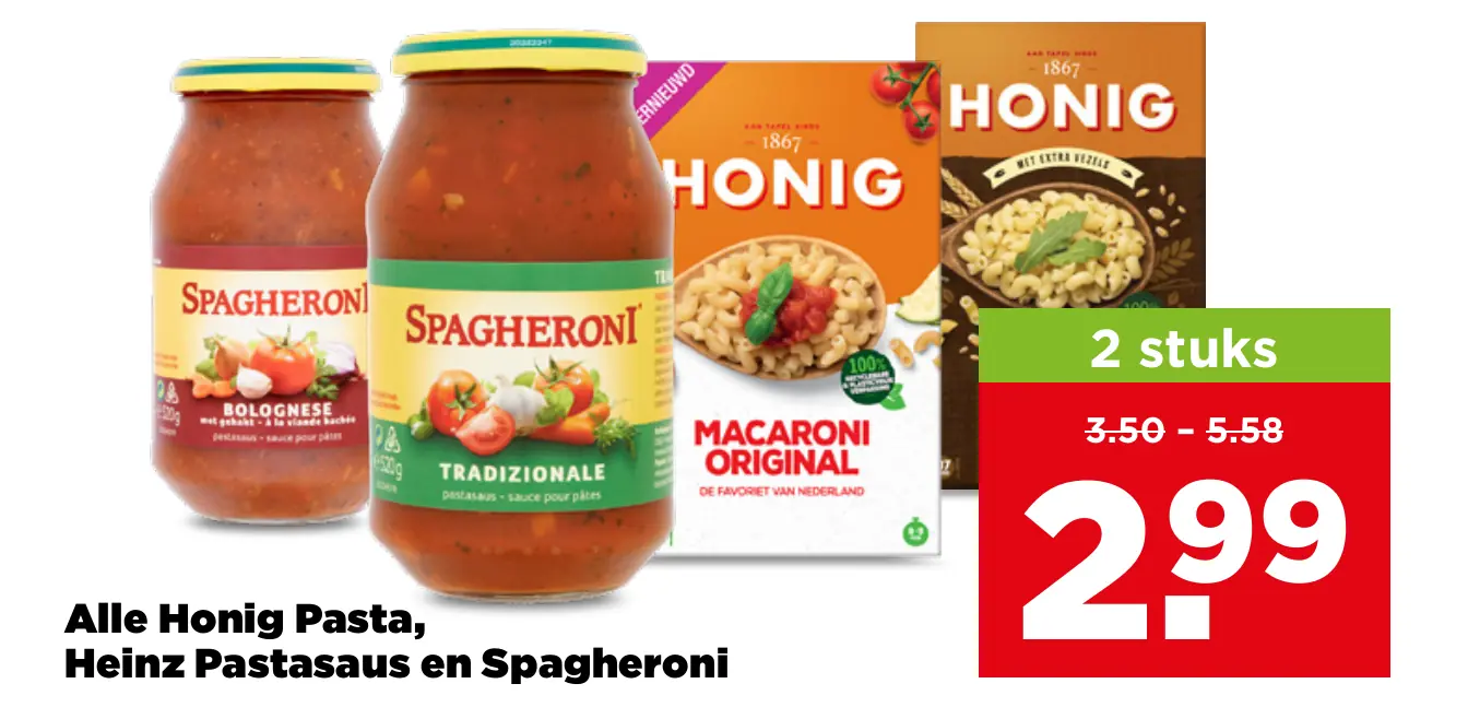 Honig Pasta Heinz Pastasaus en Spagheroni