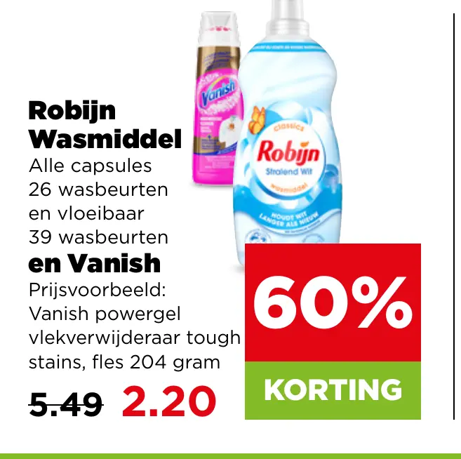 Robijn Wasmiddel en Vanish