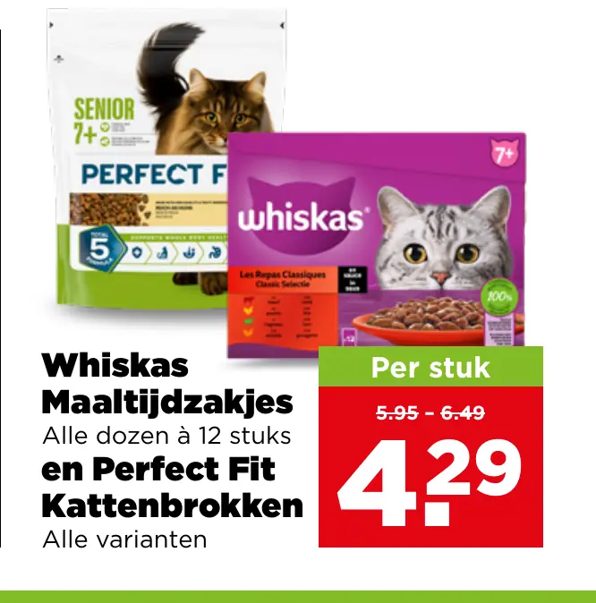 Whiskas Maaltijdzakjes en Perfect Fit Kattenbrokken