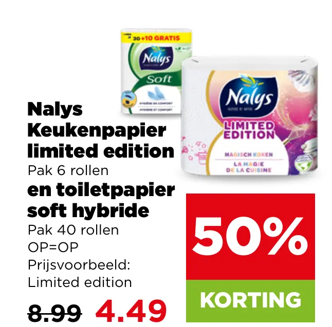 Nalys Keukenpapier limited edition en toiletpapier soft hybride