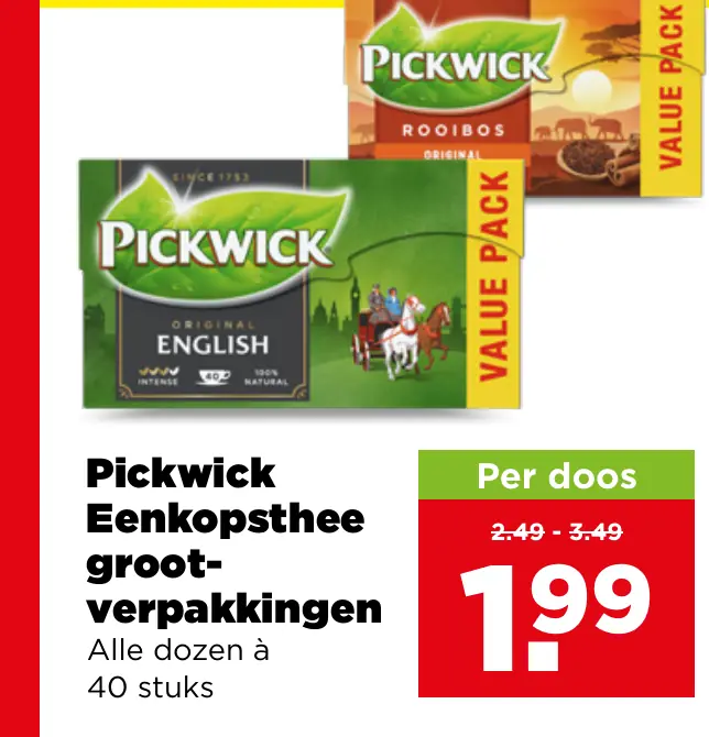 Pickwick Eenkopsthee grootverpakkingen