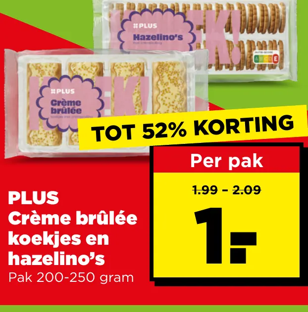 PLUS Crème brûlée koekjes en hazelino's