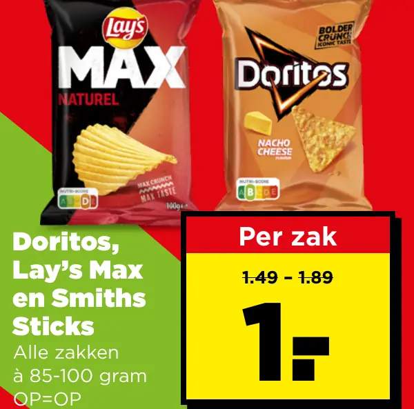 Doritos, Lay's Max en Smiths Sticks