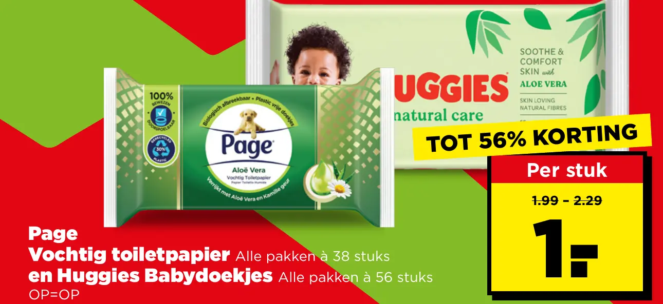 Page Vochtig toiletpapier en Huggies Babydoekjes