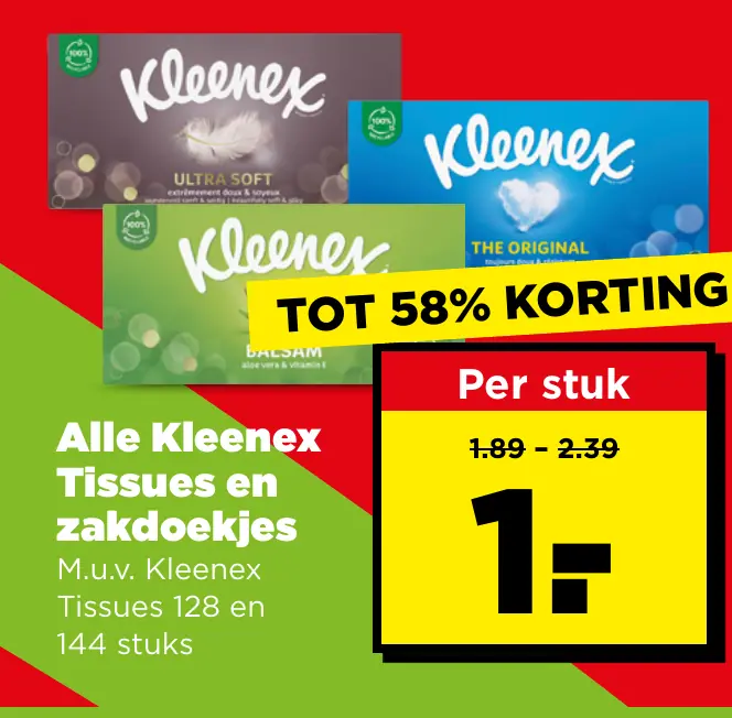 Alle Kleenex Tissues en zakdoekjes
