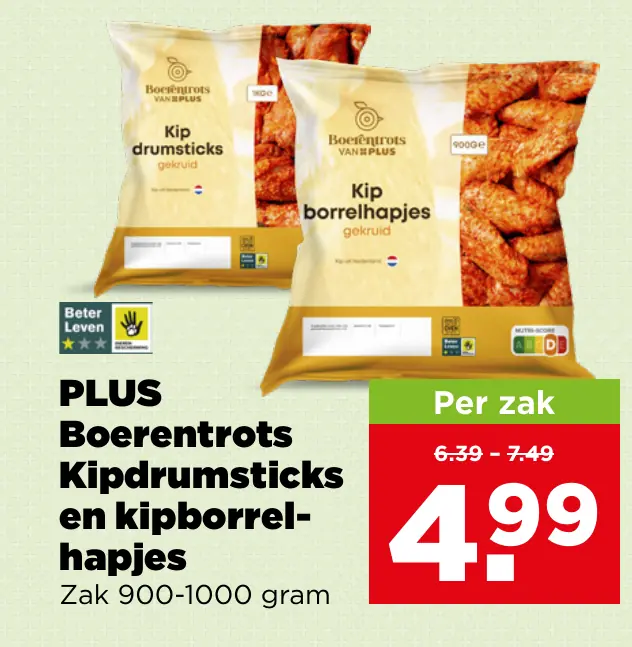 PLUS Boerentrots Kipdrumsticks en -borrelhapjes