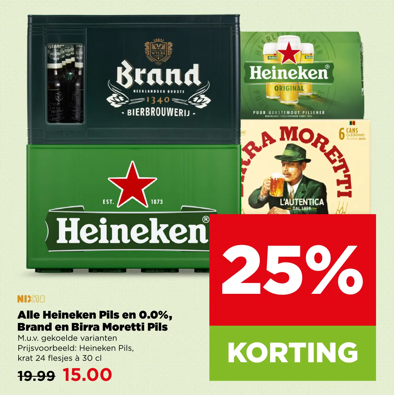 Alle Heineken Pils en 0.0%, Brand en Birra Moretti Pils