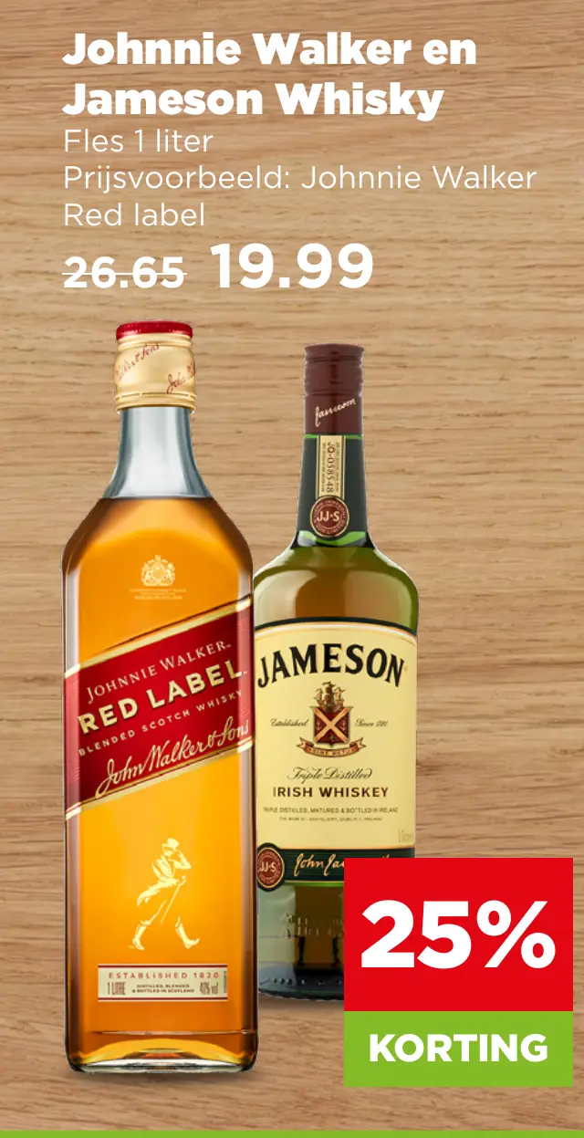 Johnnie Walker en Jameson whiskey