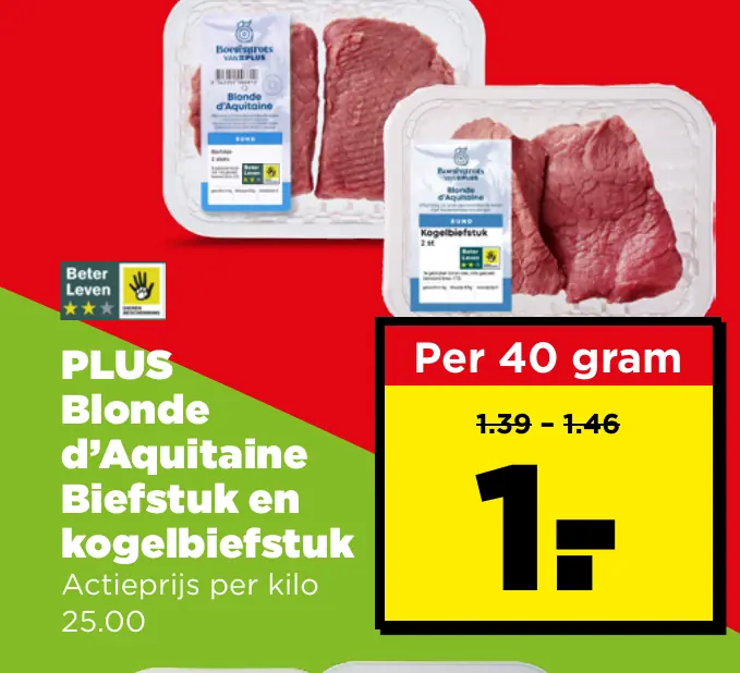PLUS Blonde d'Aquitaine Biefstuk en kogelbiefstuk