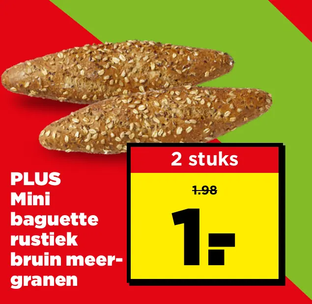 PLUS Mini baguette rustiek bruin meergranen