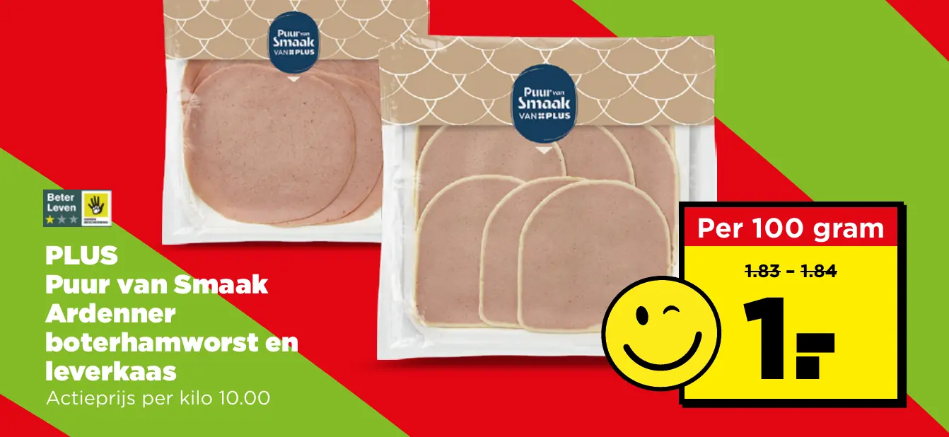 PLUS Puur van Smaak Ardenner boterhamworst en leverkaas
