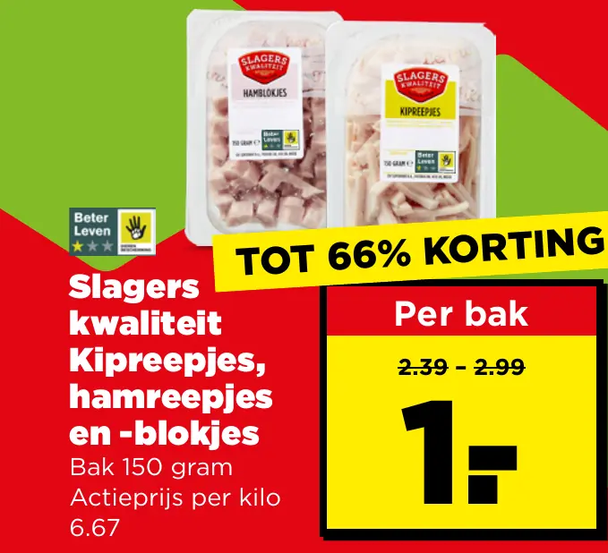 Slagers kwaliteit Kipreepjes hamreepjes en -blokjes