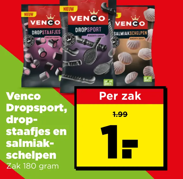 Venco Dropsport dropstaafjes en salmiakschelpen