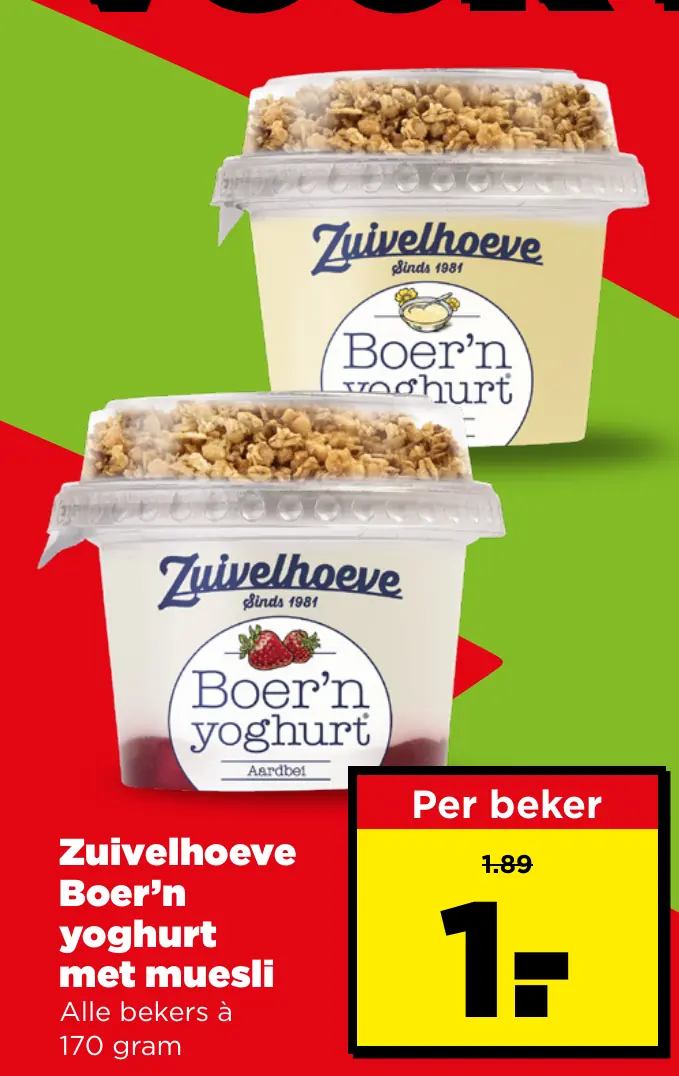 Zuivelhoeve Boer'n yoghurt met muesli