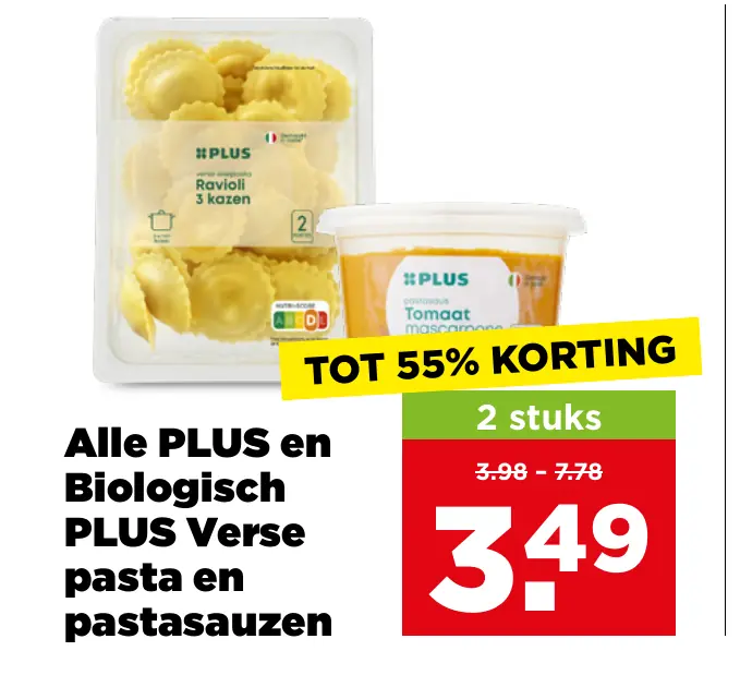 Alle PLUS en Biologisch PLUS Verse pasta en pastasauzen