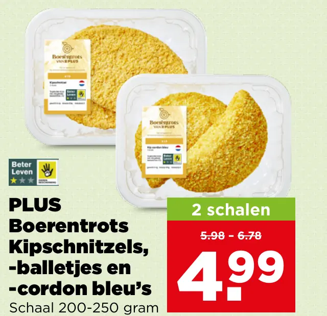 PLUS Boerentrots Kipschnitzels -balletjes en -cordon bleu's